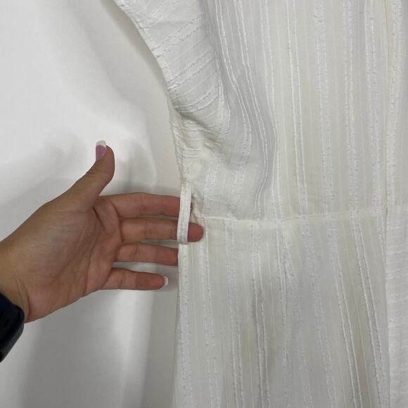 2/$30 ZARA Asymmetric Dress XS Striped White V-Neck Short Sleeve Textured #5637 - Picture 7 of 16